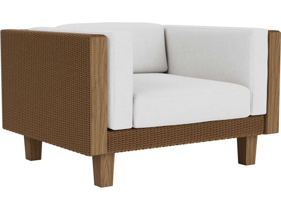 Catalina Lounge Chair with Lloyd Loom and Teak in Antique Gray Finish