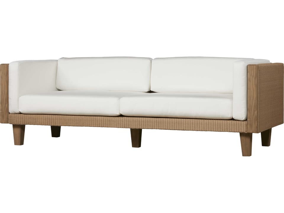Catalina Lloyd Loom Wicker Patio Sofa with Teak Accents