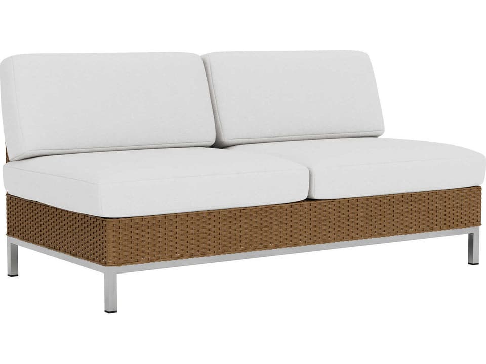 Elements Armless Outdoor Wicker Loveseat with Stainless Steel Legs