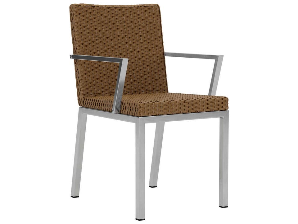 Elements Dining Arm Chair with Lloyd Loom Wicker and Stainless Steel