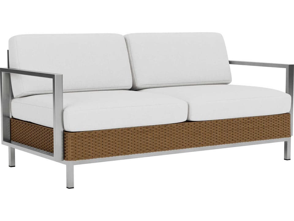 Elements Lloyd Loom Wicker Loveseat with Stainless Steel Arms