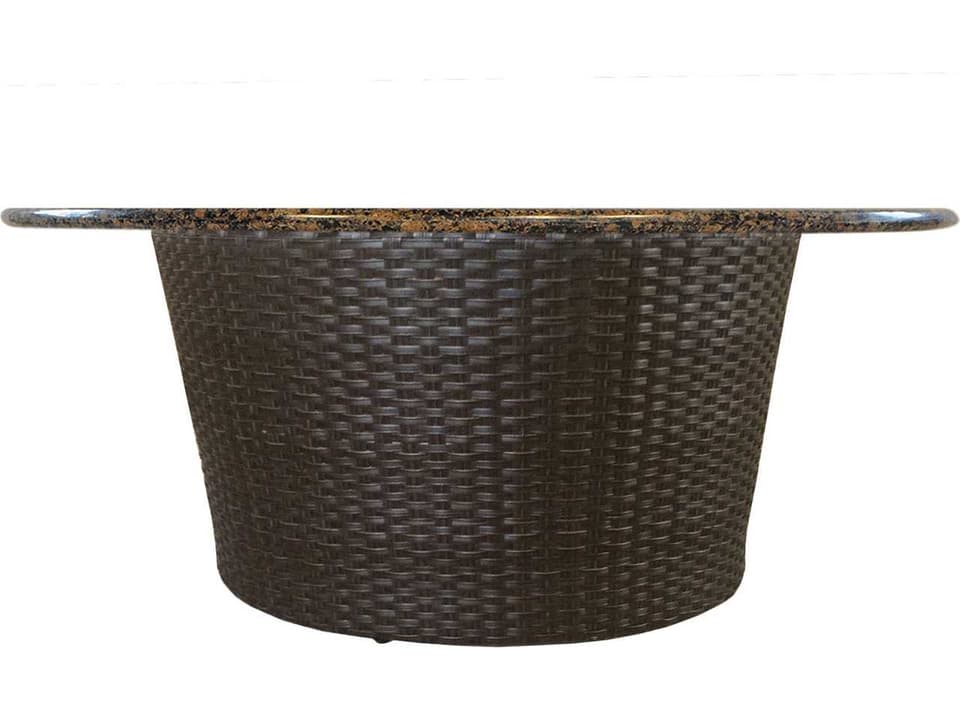 Flair 54-Inch Round Wicker Outdoor Fire Pit Table with Stone Top