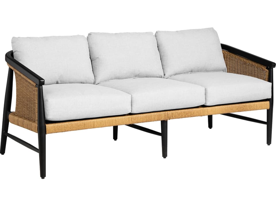 Galloway Sofa with Tortoiseshell Vinyl Weave and Matte Black Frame