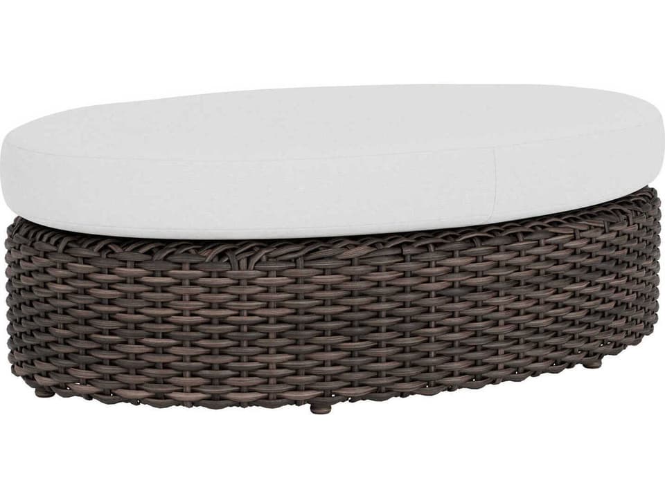 Largo Wicker Oval Ottoman in Vintage Oak