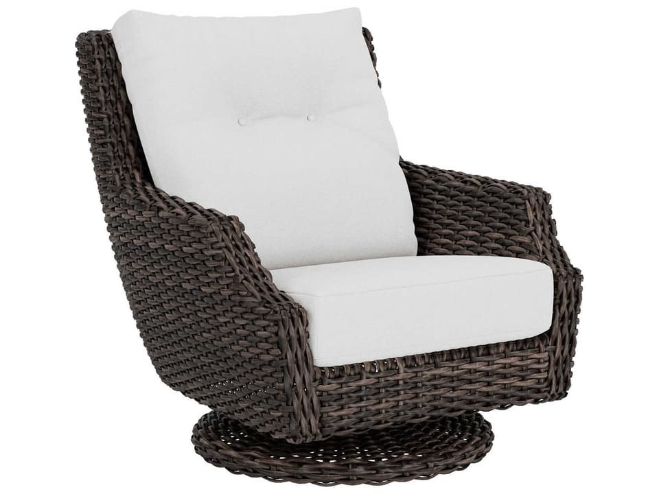 Largo High Back Swivel Rocker Lounge Chair in Vintage Oak Wicker