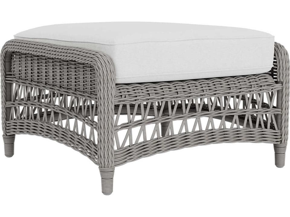Mackinac Outdoor Wicker Ottoman in Putty Finish