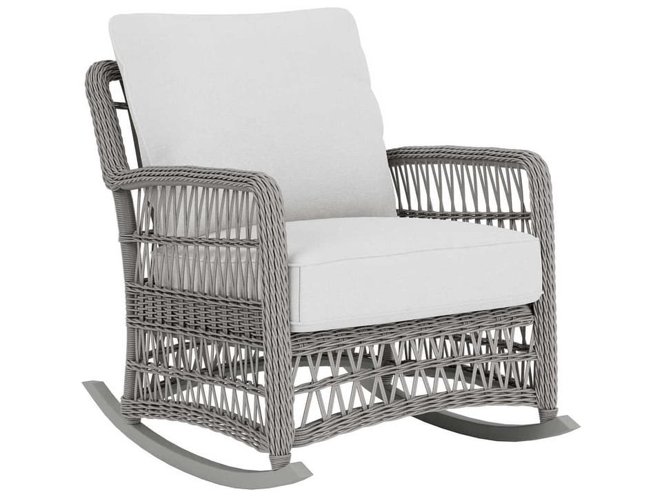 Mackinac Outdoor Vinyl Wicker Lounge Rocker with Cushions