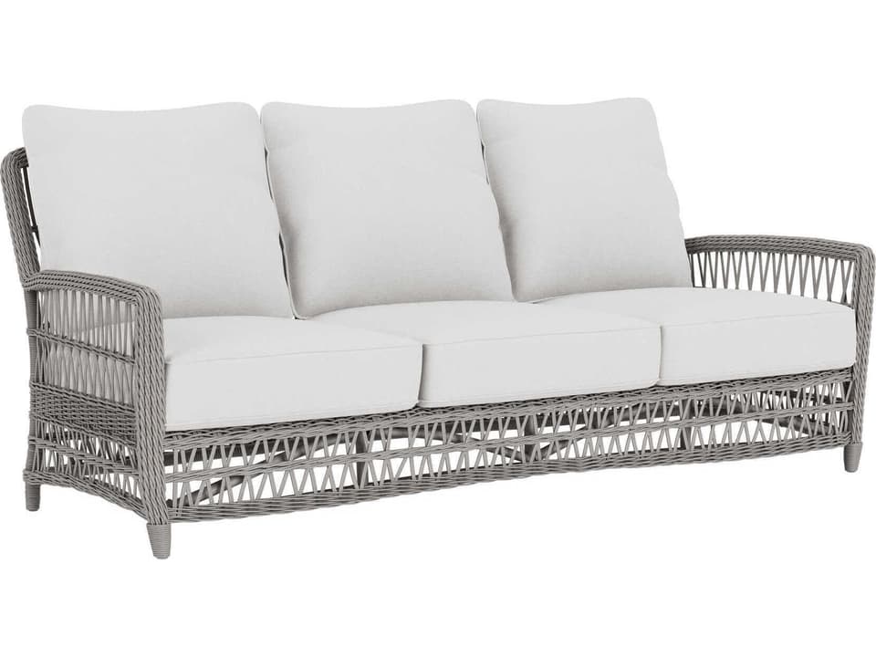 Mackinac 3-Seat Wicker Outdoor Sofa in Putty