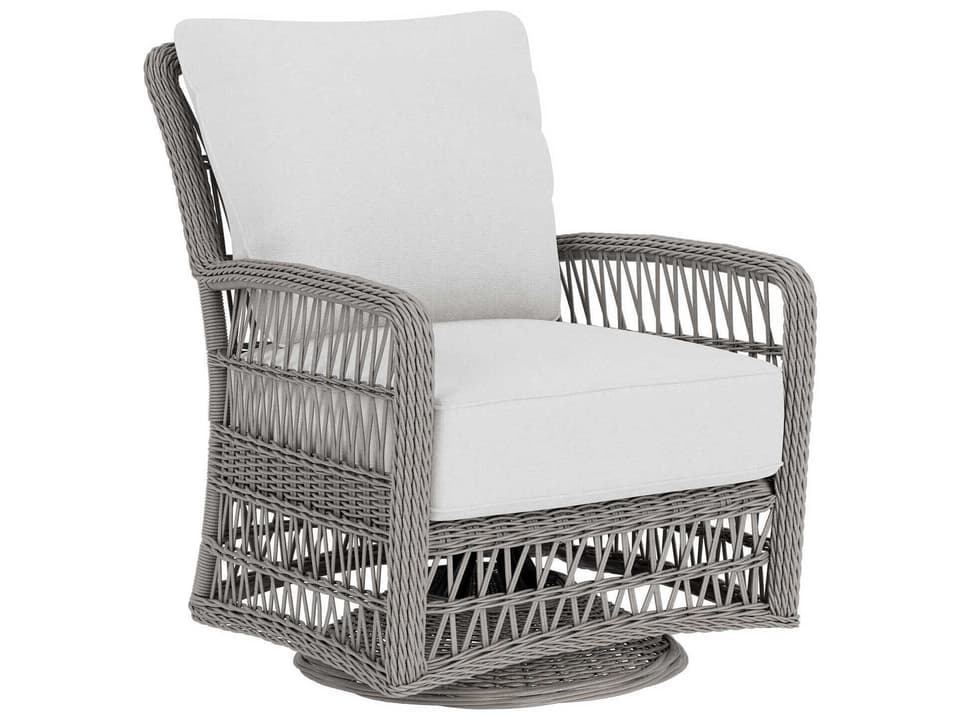 Mackinac Swivel Glider Lounge Chair in Vinyl Wicker