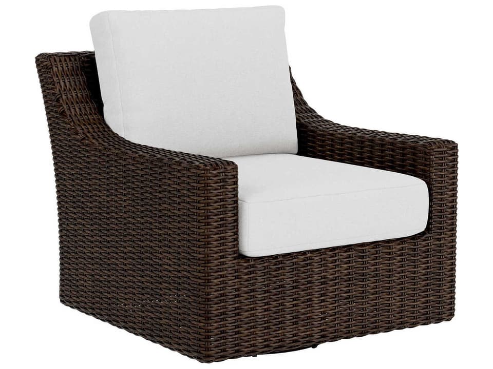 Mesa Woven Vinyl Outdoor Swivel Glider Lounge Chair in Pecan