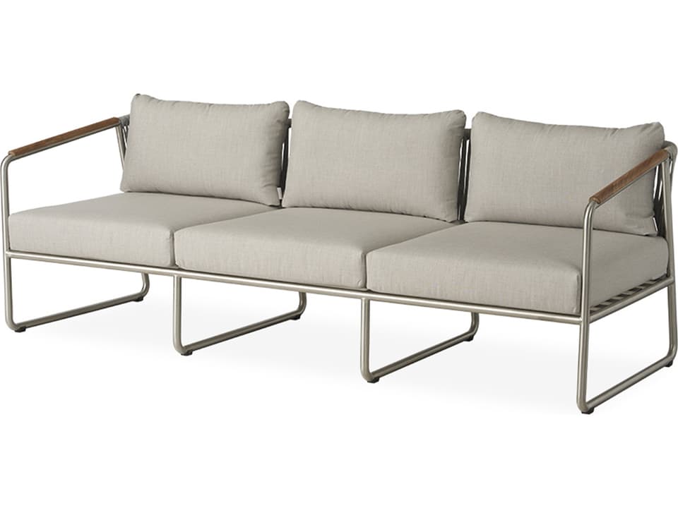 Elevation Stainless Steel Outdoor Sofa with Teak Accents
