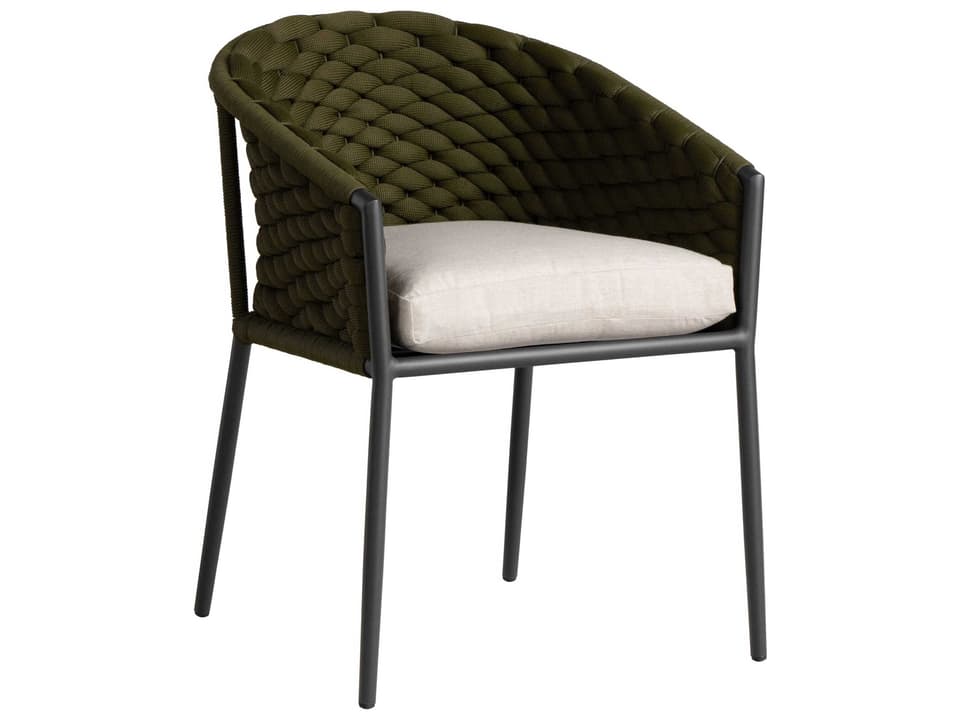 Escape Aluminum Dining Arm Chair in Matte Charcoal