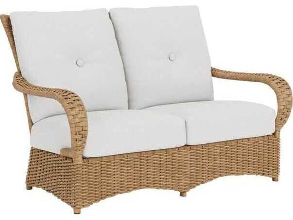 Magnolia Woven Vinyl Wicker Loveseat in Sandcastle