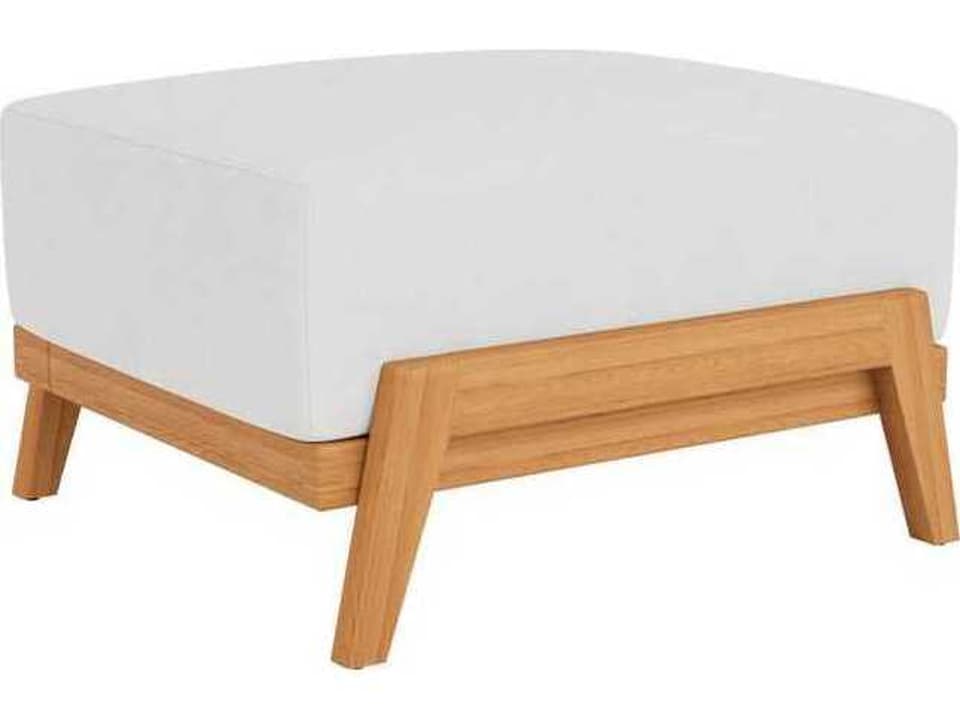 Alpine Teak Outdoor Ottoman with All-Weather Cushion