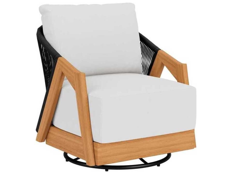 Alpine Swivel Lounge Chair with Graphite Rope and Teak Frame