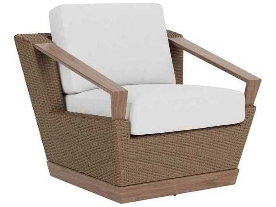 Charisma Swivel Outdoor Lounge Chair with Vinyl Wicker and Aluminum Frame