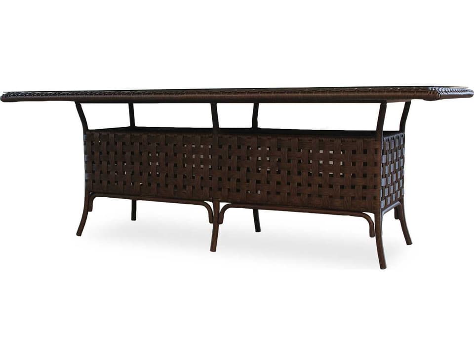 Haven Wicker Rectangular Outdoor Patio Dining Table with Umbrella Hole