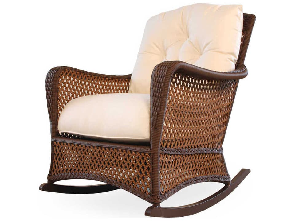 Grand Traverse Wicker Outdoor Lounge Rocker in Caramel
