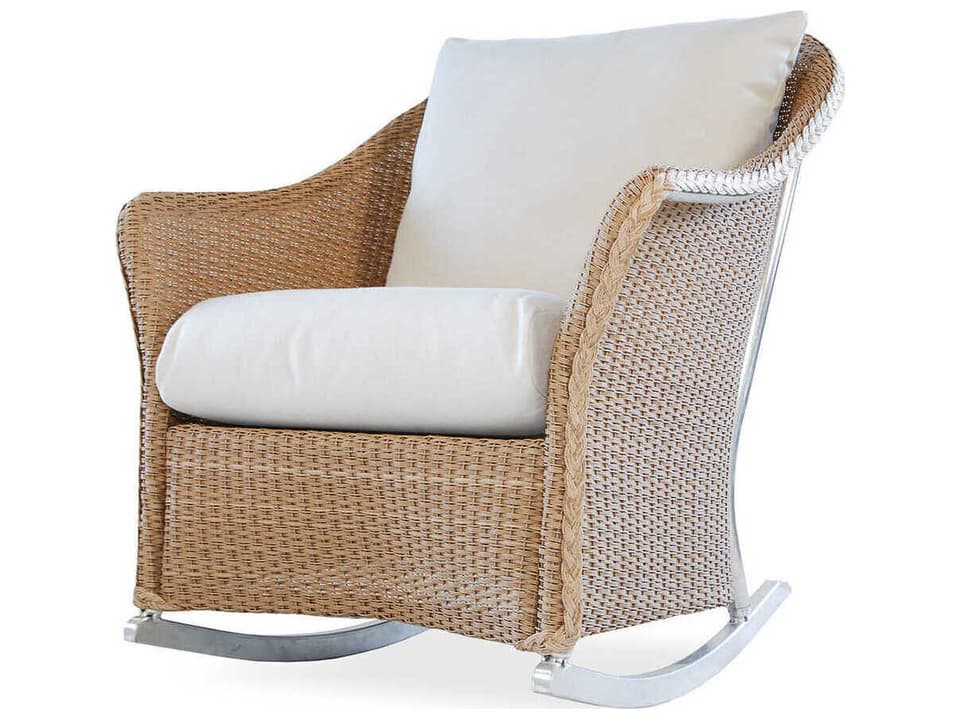 Weekend Retreat Wicker Lounge Rocker with Cloud Cushions