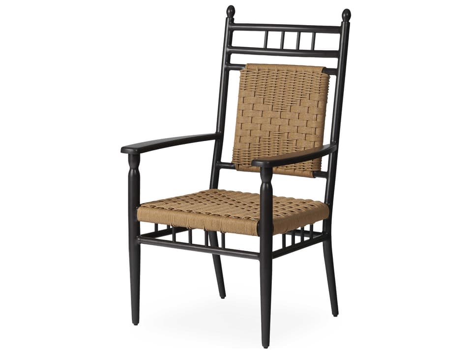 Low Country Aluminum Outdoor Dining Arm Chair in Natural Antique Black