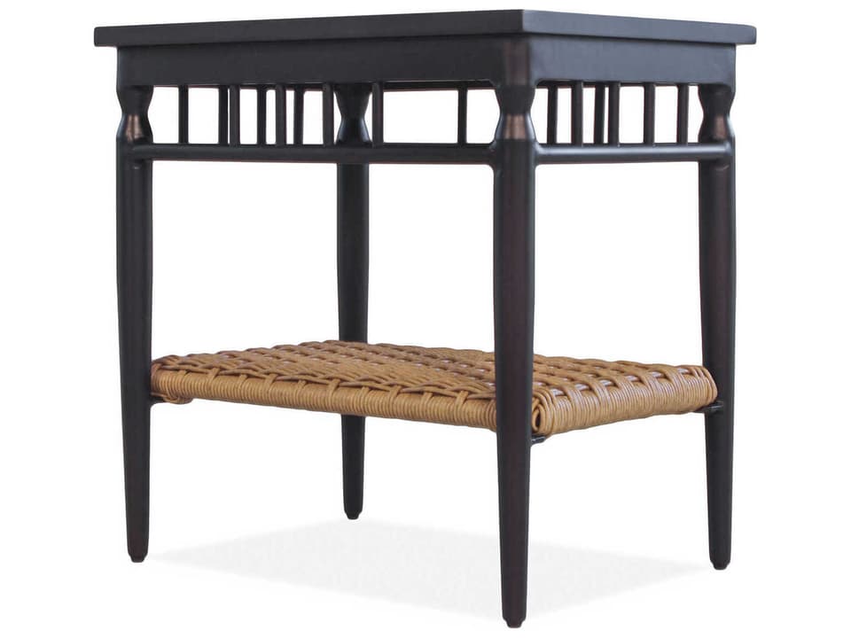 Low Country Rectangular Outdoor End Table in Natural Vinyl and Antique Black