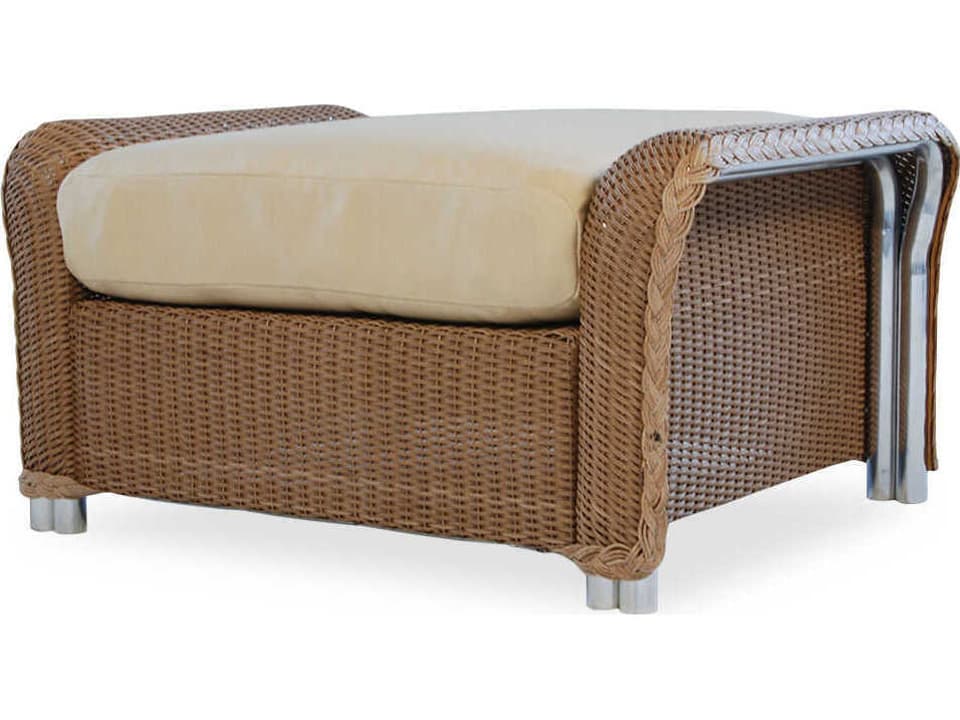Reflections Small Ottoman with Lloyd Loom Wicker
