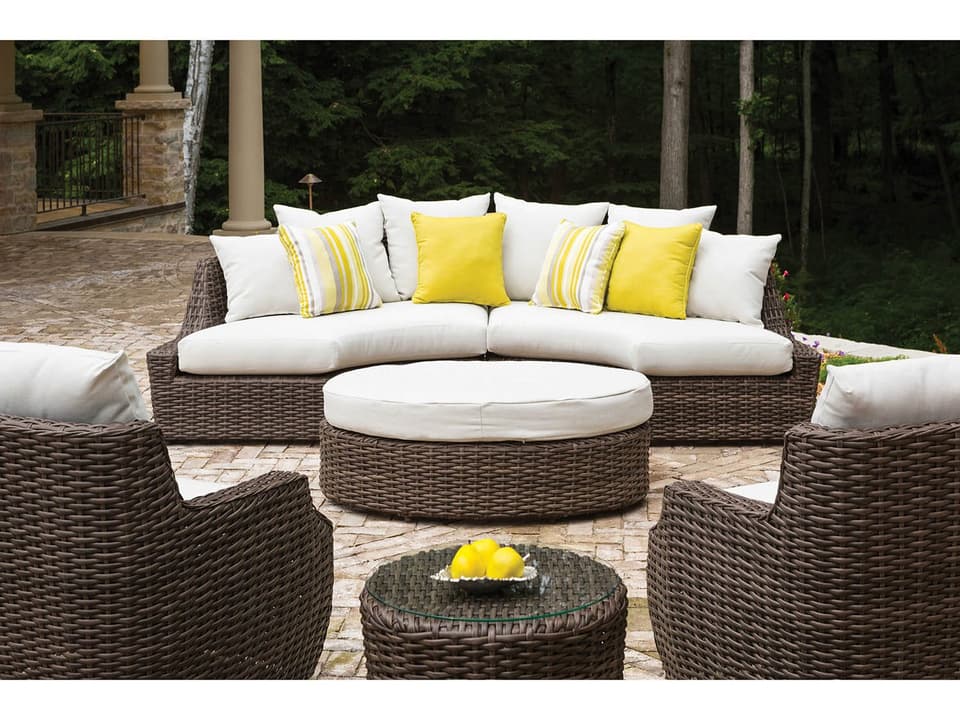 Largo Wicker Cushion Sectional Curved Outdoor Patio Lounge Set