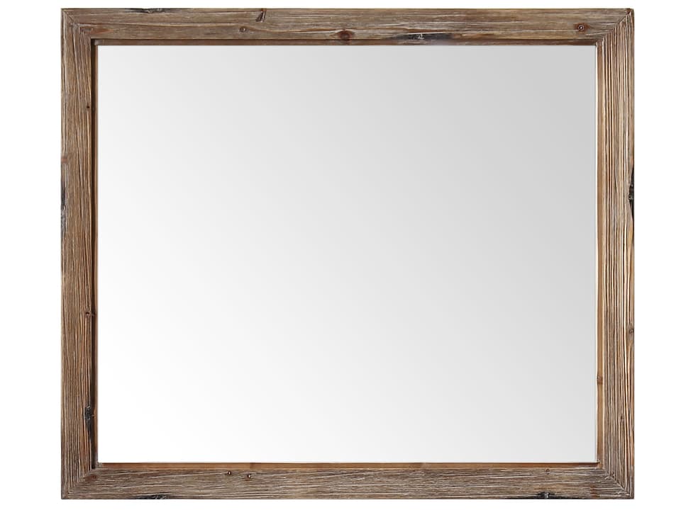 Wh Series 42-Inch Rustic Brown Wood Wall Mirror