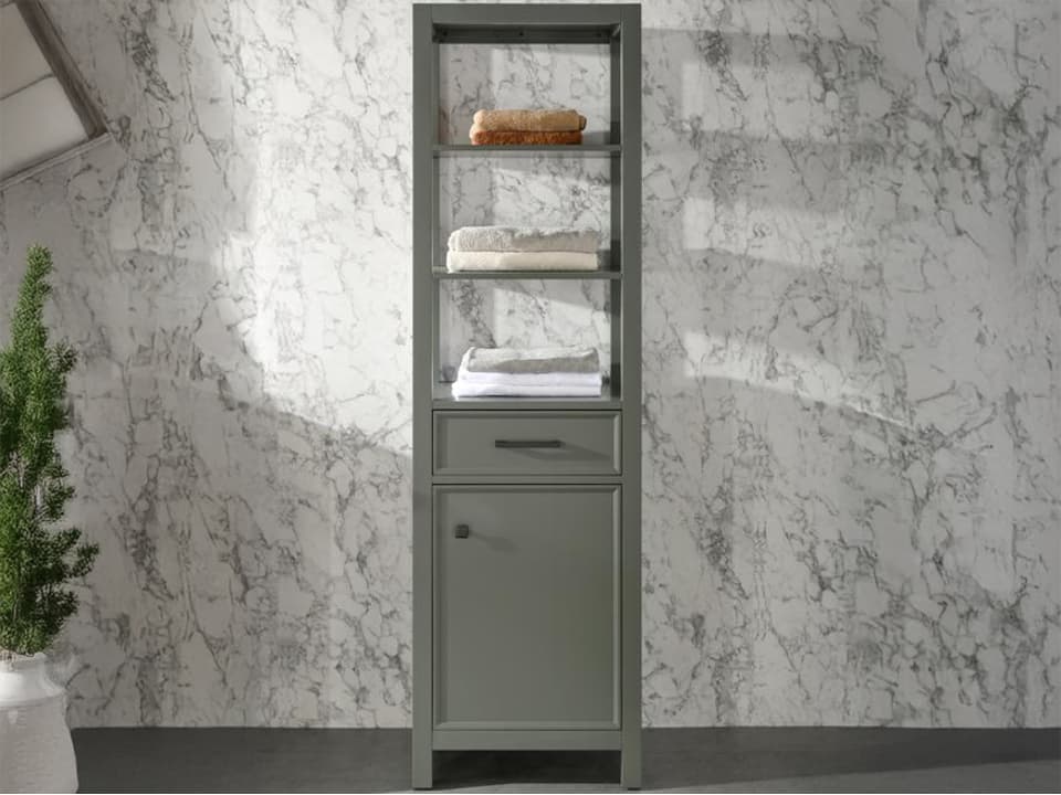 WLF Series Pewter Green Linen Cabinet with One Drawer and Two Shelves