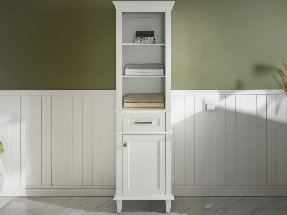 Wlf Series White Linen Cabinet with 1 Door 1 Drawer
