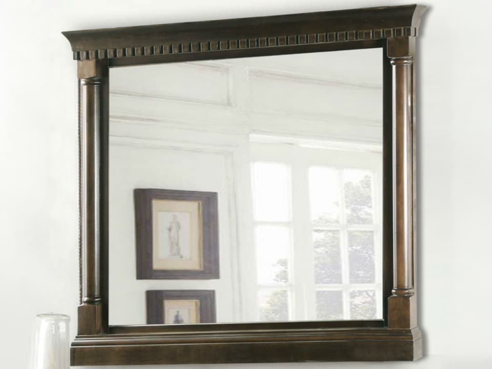 Wlf Series Rectangular Wall Mirror in Antique Coffee