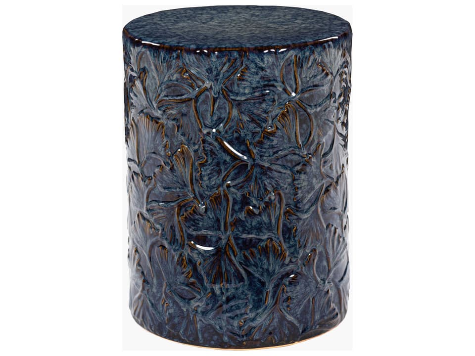 Bishop Round Ceramic End Table in Blue