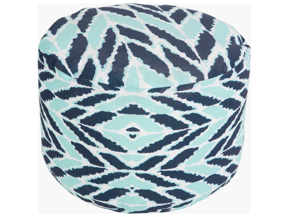 Rain Dark Blue Polyester Outdoor Pouf