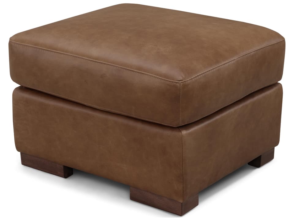 Inglewood Leather Ottoman in Vintage Brown Derby