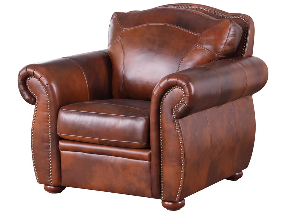 Arizona Accent Chair in Marco Leather with Nailhead Trim