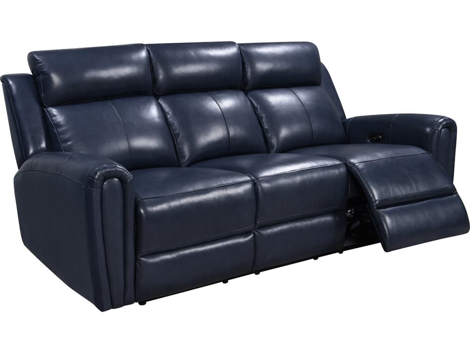Jonathan Power Reclining 3-Seat Sofa in Blue Leather
