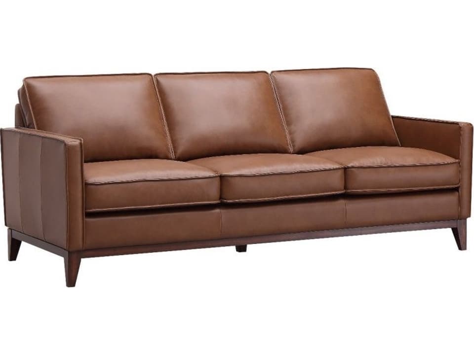 Weston 3-Seat Top Grain Leather Sofa in Highland Saddle Brown