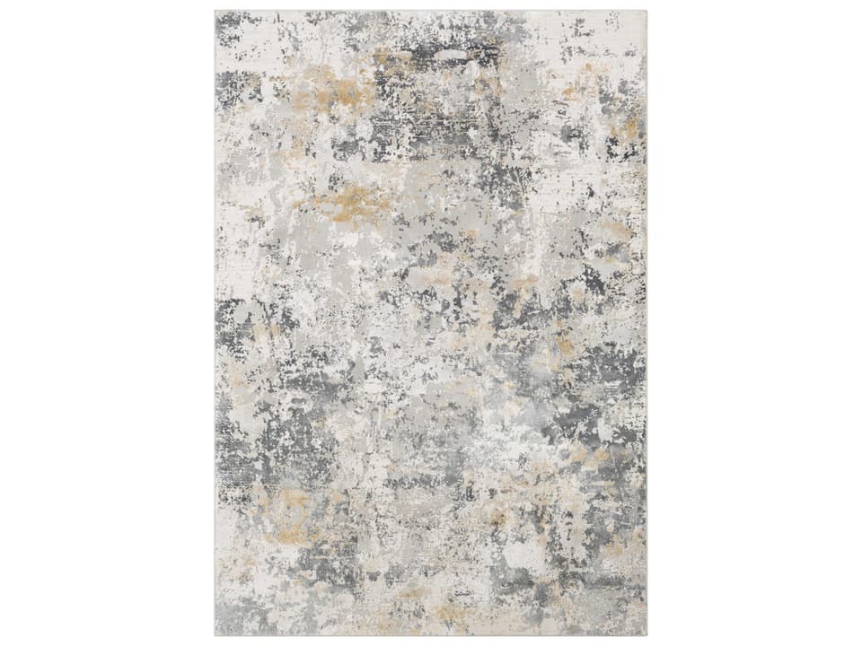 Aisha Abstract Area Rug in Charcoal and Mustard