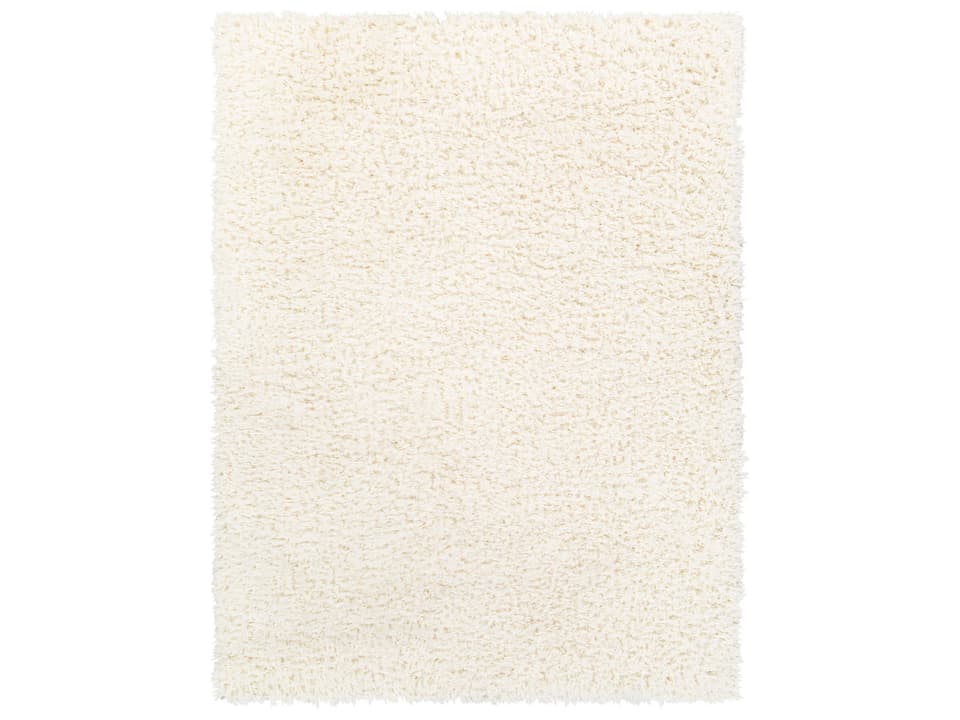 Angora Shag Area Rug Cream Polyester Plush Pile
