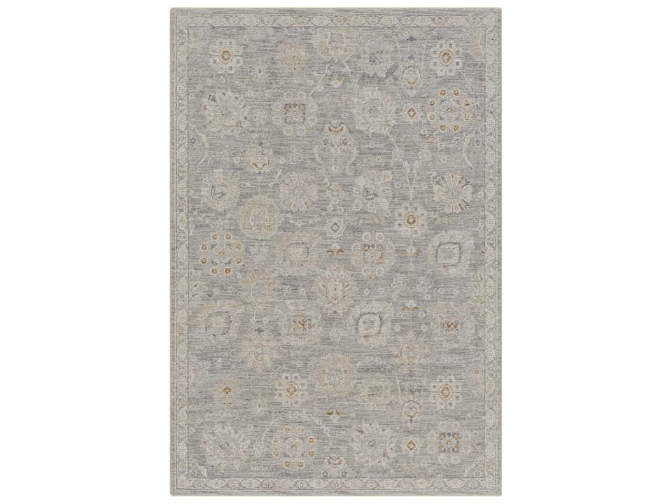 Avant Garde Traditional Gray Area Rug with Fringe