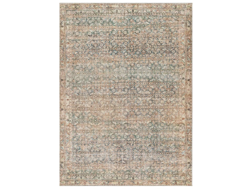 Marlene Bordered Area Rug in Mixed Green Tones