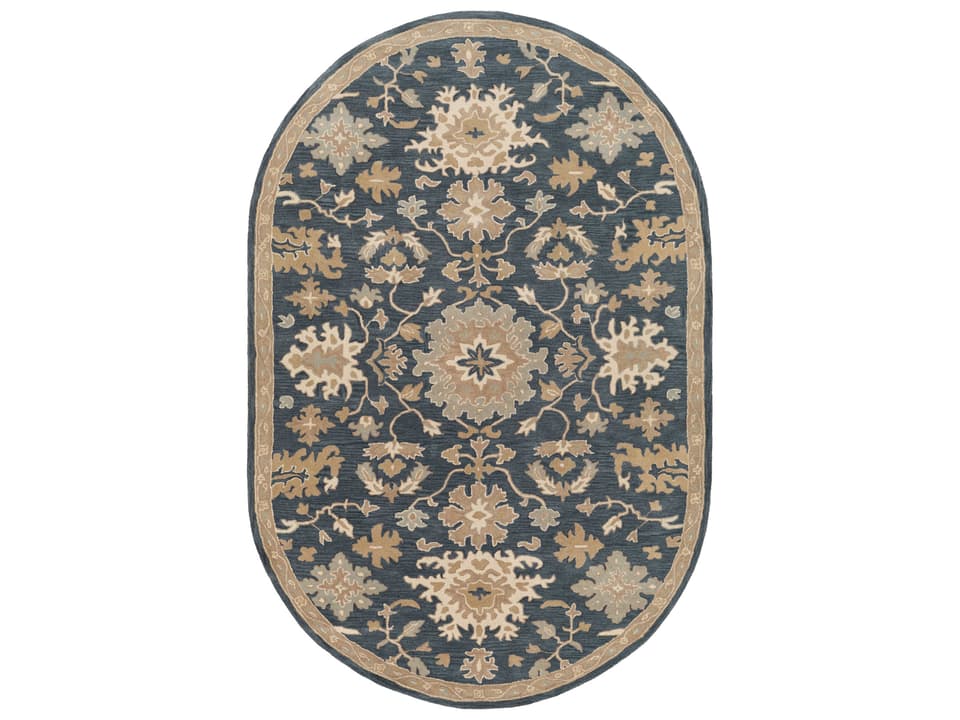 Caesar Floral Oval Hand Tufted Wool Area Rug