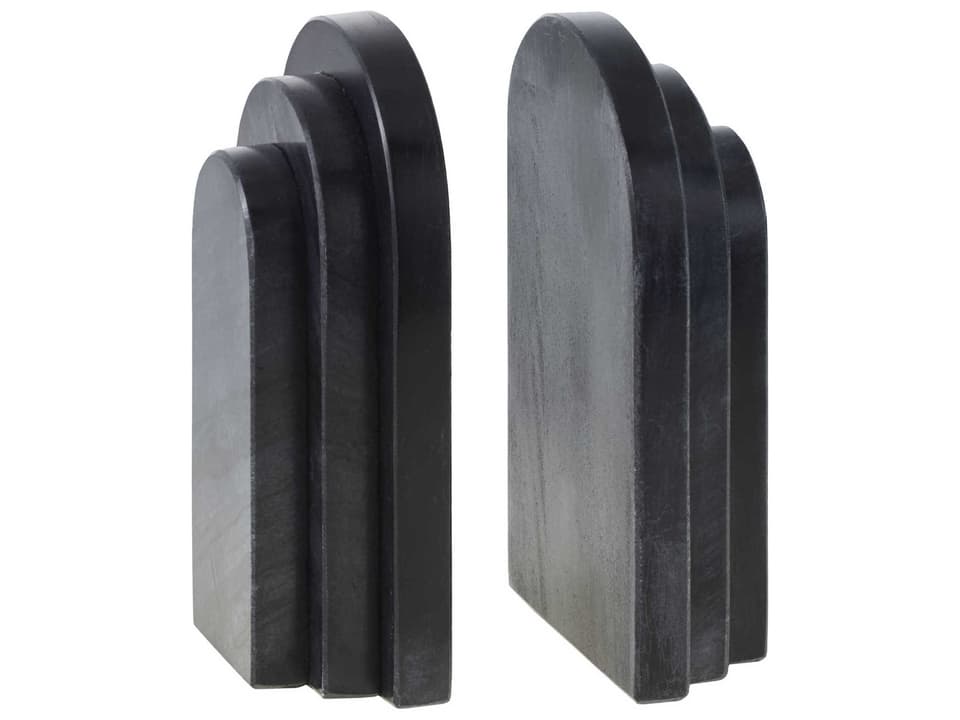 Aayena Black Natural Marble Bookend Set