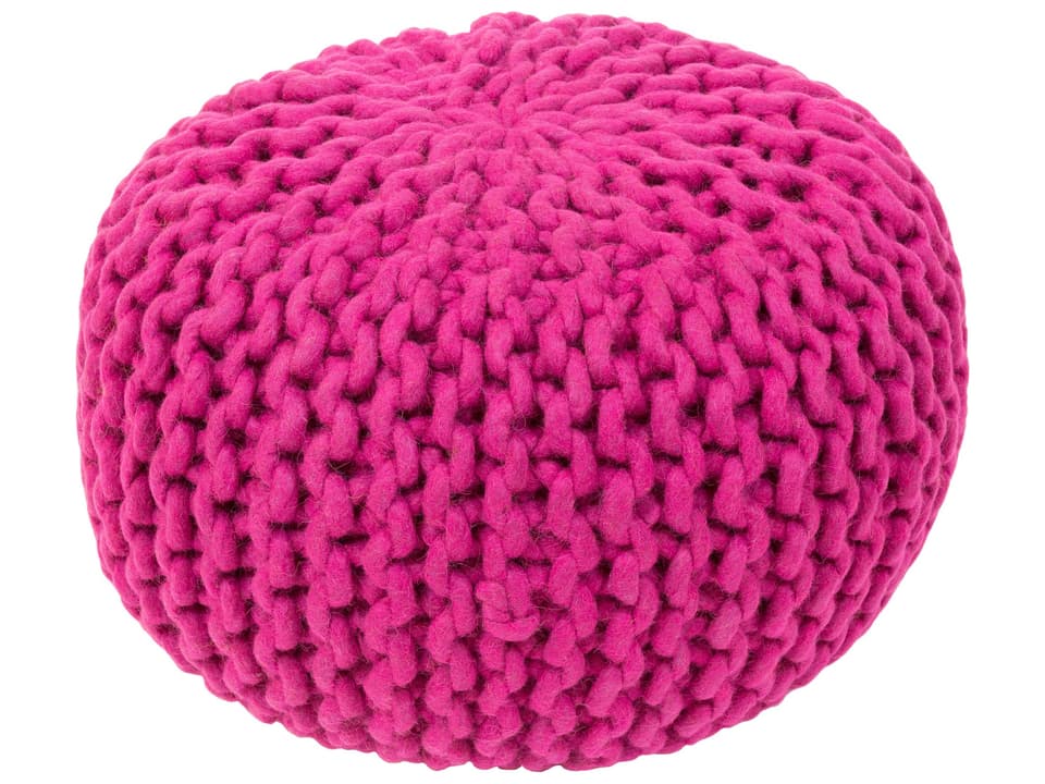 Fargo Fuchsia Pink Hand Knitted Wool Ottoman