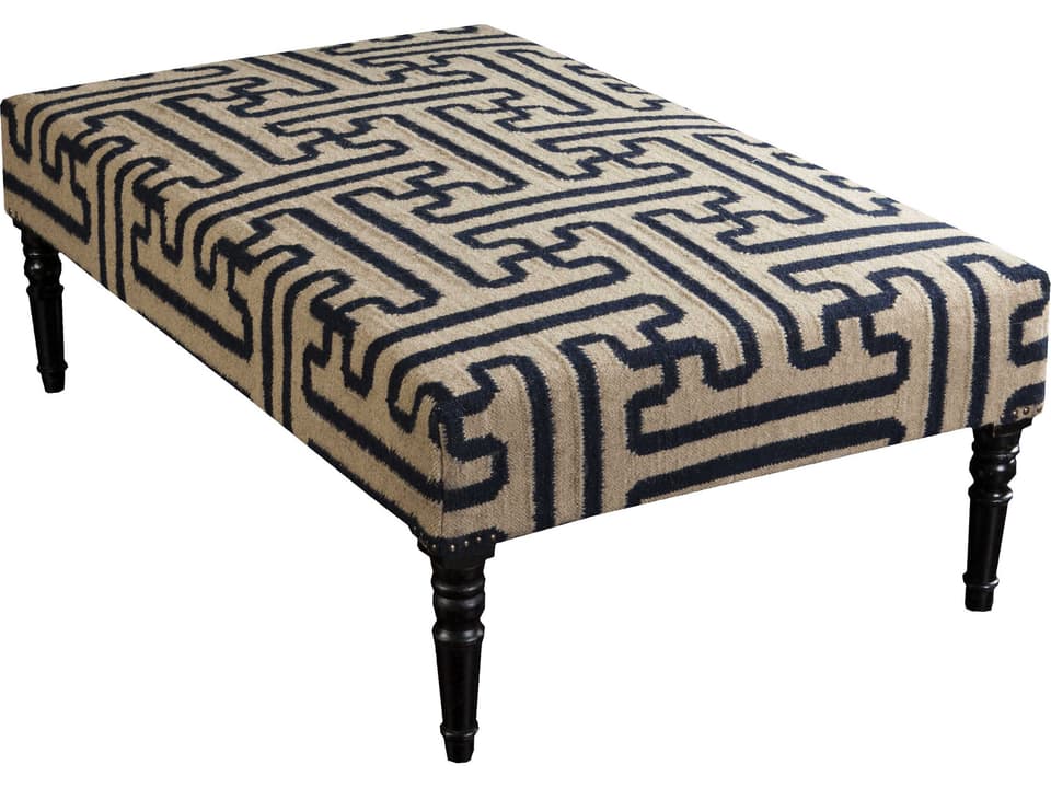 Archive Tan Black Upholstered Ottoman Modern