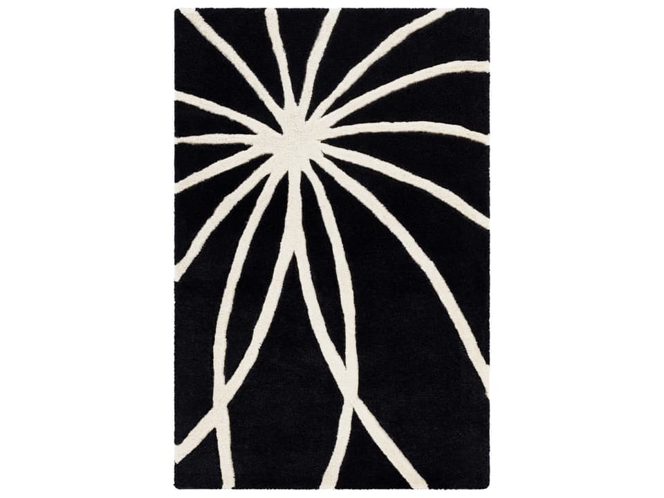Forum Abstract Hand-Tufted Wool Runner Rug in Black and Ivory