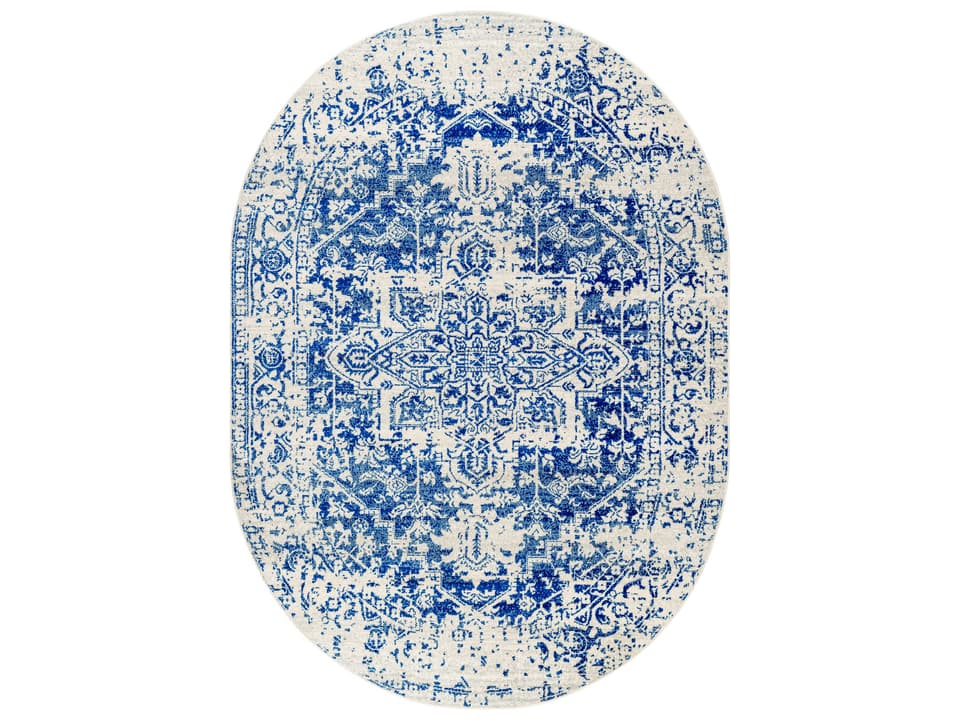 Harput Oval Bordered Area Rug in Polypropylene