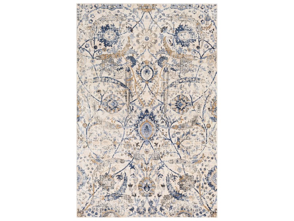 Indigo Floral Traditional Area Rug