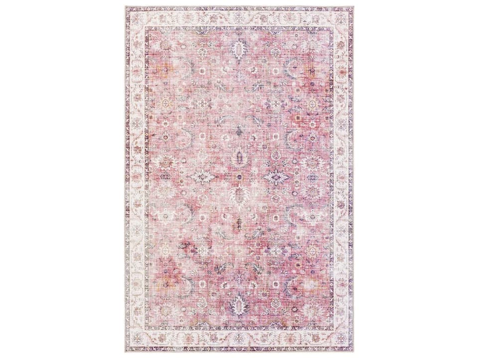 Iris Bordered Runner Area Rug with Traditional Geometric Pattern