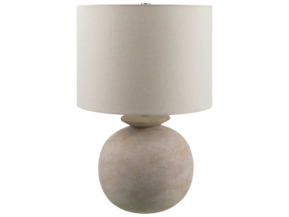Kaia Accent Table Lamp in Cream with Beige Linen Shade